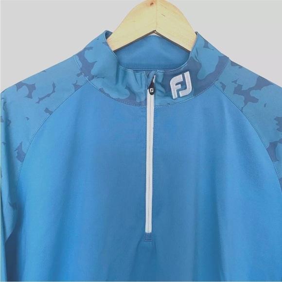 Footjoy 1/4 Zip Golf Midlayer Blue Camo Floral Pullover Mens Sz M - Picture 5 of 14